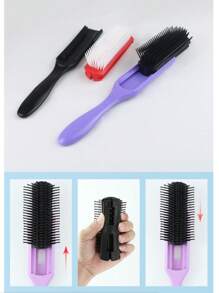 Juego de 3/5 cepillos desenredantes con 9 hileras de cerdas de nailon con cojín, botella rociadora de 200ml, peine de doble filo, peine para enredar y peinar, cepillo desenredante para cabello rizado, crespo, ondulado, rizado y enmarañado de tipo afroamericano 3a a 4c, para desenredar fácilmente con el cabello mojado/seco