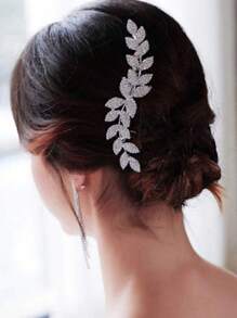 1 Peça Pente de Cabelo com Design de Folha Elegante e Brilhante com Strass, Acessório de Moda Estilo Boho para Noivas, Madrinhas, Festas, Casamentos, Uso Diário