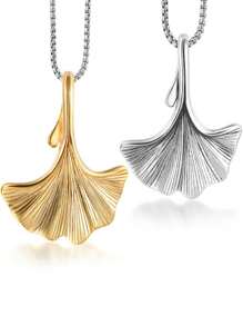 1 pieza Accesorio de collar con hoja de Ginkgo de moda y único, con colgante de hoja de Ginkgo chapado en oro, diseñado como una cadena elegante para suéter para hombres