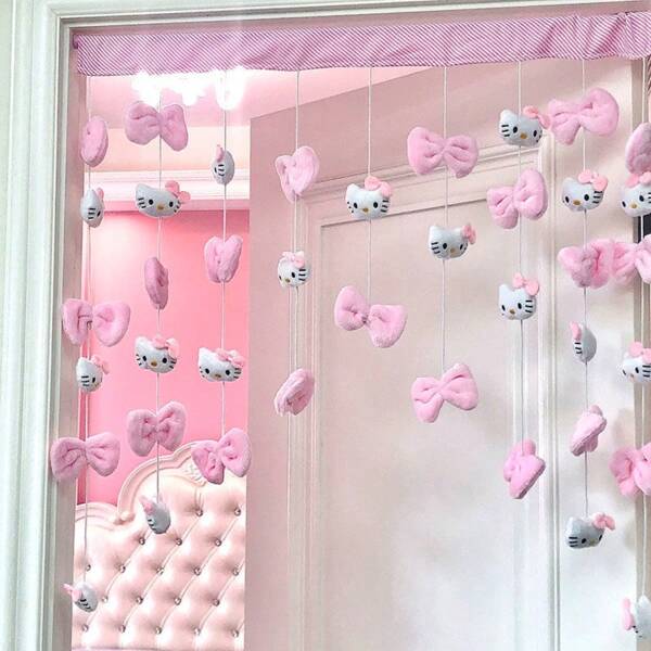 Sanrio Sanrio Hello Kitty dekorative Aufhängegarnitur, geeignet für Hello Kitty und My Melody thematisierte Heim-, Schlafzimmer- und Badezimmer-Dekoration, inklusive Klebeband, Haustür-Dekorationszubehör, Party-Dekorationen Geschenke Geburtstag Abschluss