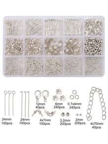 1260 Pcs Metal Accessories Material Set, Including Spacer Beads, Lobster Clasps, Jump Rings, For DIY Bracelet, Necklace, Earring, Ear Hook, Bead Making Tools
