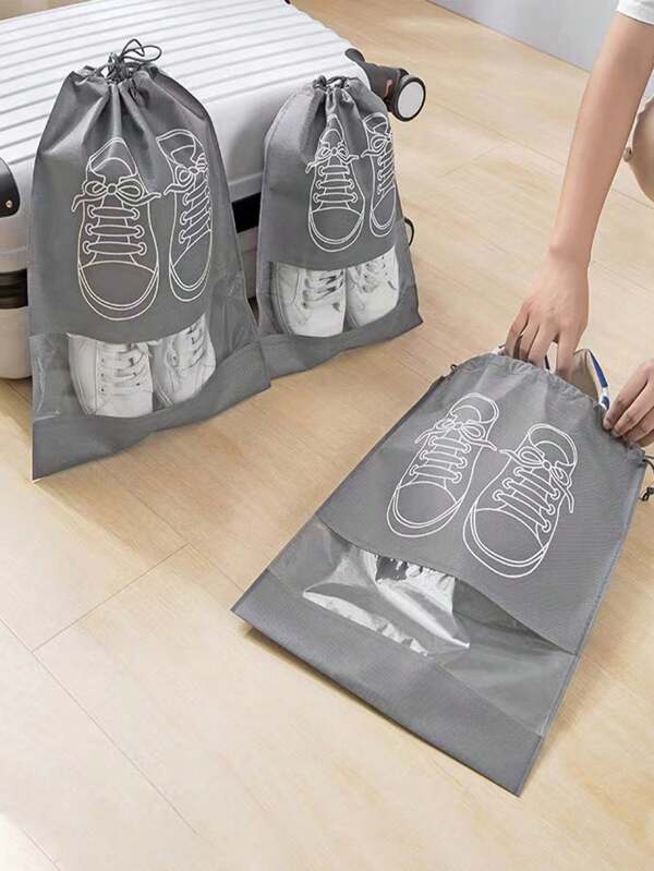 6pcs Lightweight Non-Woven Travel Shoe Storage Bags - Waterproof, Transparent & Perfect For Organizing