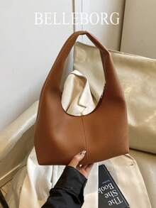 女士休闲简约大容量轻便多功能腋下单肩包 - 棕色 - 查看 4