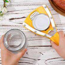 3-In-1 Can Opener, Stainless Steel PP Material Household 3-In-1 Lid Opener Grater Portable Multifunctional Jar Bottle Opener Vegetable Cheese Food Grater Kitchen Tool (Gray) - Yellow - View 4