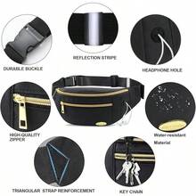 Entchin Fanny Pack Women Men,Crossbody Belt Bag With 4-Zipper Pockets,Adjustable Waist Bag Pack,One Of Most Popular Travel Essential Gifts Walking,Traveling,Cycling - Mini Black - 查看 4