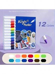 Set de 12/24/36/48/60 colores de rotuladores acrílicos, lápices de colores de gran capacidad especializados para arte, pintura y estudiantes, de secado rápido y lavables, vuelta al cole