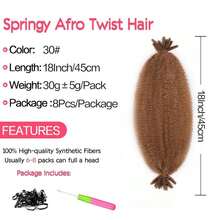 Cuban Twist Hair 18 Inch 8 Packs Pre Fluffed Marley Twist Braiding Hair Pre Stretched Wrapping Hair For Soft Locs Hair Extensions (18 Inch,8Pack,#30) - #30 - View 3