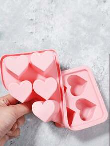 1 molde de hielo con forma de corazón, fabricado en material de silicona suave, que puede hacer 10 cubos de hielo con forma de corazón a la vez, ideal para el verano, actividades al aire libre y camping - Multicolor - Ver 5