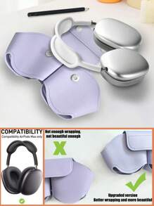 1 Funda para Air Pods Max - Funda protectora de PU mejorada para auriculares, anti-arañazos y anti-polvo, admite modo de reposo, estuche de viaje portátil