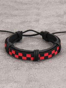 時尚流行男士格子圖案手鍊PU適合珠寶禮物和時尚外觀