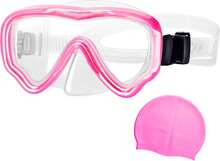 Berallo Kids Snorkel Gear Diving Mask Anti-Fog And Anti-Leak Swimming Goggles Snorkeling Glasses Waterproof Durable Tempered Glass Mask For Children 4 - 14 Age - Transparent Pink - View 1