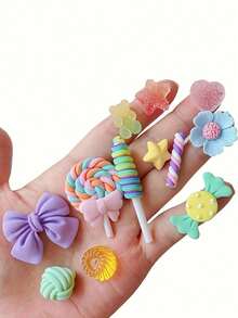 10/20/30/40/50/60/100 新款随机混合树脂吊坠可爱吊坠套装夏季手机壳装饰，迷人可爱套装，散装混合树脂平板吊饰供应 DIY 手工艺装饰剪贴簿万圣节和圣诞节 - 彩色 - 查看 5