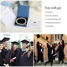Graduation Bracelet Gifts For Her Him 2025 College High Middle School 5th 6th 8th Graduation Stretch Beads Compass Bracelet For Women Men Son Sister Brother Jewelry With Gift Message Card