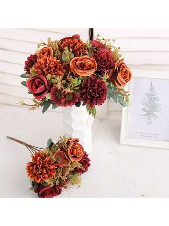 3 piezas Ramos de rosas artificiales y bolas bordadas, adecuados para fiestas de cumpleaños, fiestas, decoraciones, cestas de flores de boda, ramos de novia, decoración del hogar, restaurantes, dormitorios, alféizares, decoraciones de jarrón, San Valentín, decoraciones de Año Nuevo, jardines exteriores