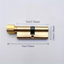 1pc 70mm Bedroom Door Copper Lock Core, Universal For Home Room Door, Smooth Opening, Includes 3 Keys, Single Door, Anti-Theft, Anti-Pry, Anti-Forcible Opening, Anti-Corrosion