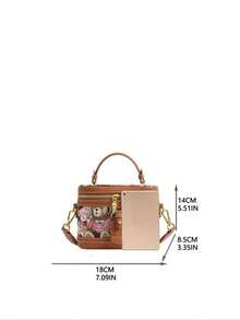 Fashionable PU Leather Handbag, Cute Cartoon Bear Print Bucket Bag, With Adjustable Strap, Casual  Versatile High-Quality Daily Commuting Bag, Unique Bags, Shoulder Bags - 藍色 - 查看 9