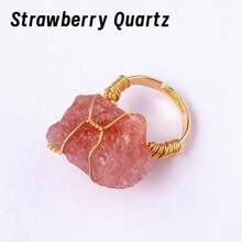 1 pièce Bague en pierre de cristal brut naturel, bande ouverte réglable, bijoux faits main, style vacances élégant, cadeau unique aux textures irrégulières
