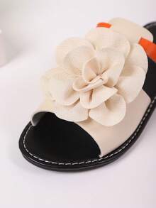 Dép xỏ ngón đi biển đính đá Rhinestone màu tương phản thời trang thường ngày cho nữ - Màu be - Xem 8