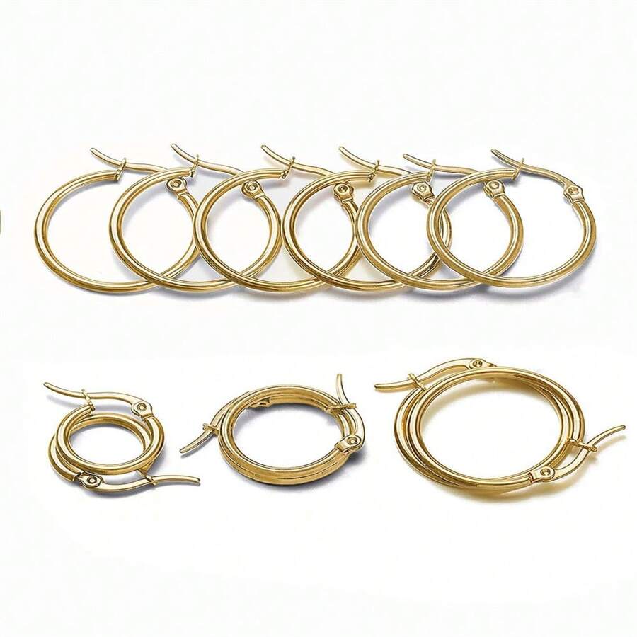 10 Stücke Gold/Silber Edelstahl offene Ohrringe Kreis 15 20 25 40mm Ohrringösen Basis für Ohrring Schmuckherstellung Komponenten zum Selbermachen