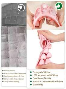 1pc Pink Heart Shaped Silicone Ice Cube Tray, 3D Heart Ice Mold, Silicone, Non-Slip Edges, Easy Release, Heat & Cold Resistant, Suitable For Summer Drinks, Afternoon Tea, Gatherings, Summer Cooling, All Year Round