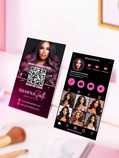 Customized Double-Sided Printed Membership Cards For Beauty Salons, Hair Salons And Nail Salons, 300gsm Coated Paper, DIY Business Cards, Beauty Cards, Makeup Artist Cards, Hair Salon Cards, Eyelash Cards, Nail Technician Cards, Influencer Cards, Fashionable, Colorful, Cute, Minimalist, Kawaii, Unique Personalized Gifts, Back To School Season