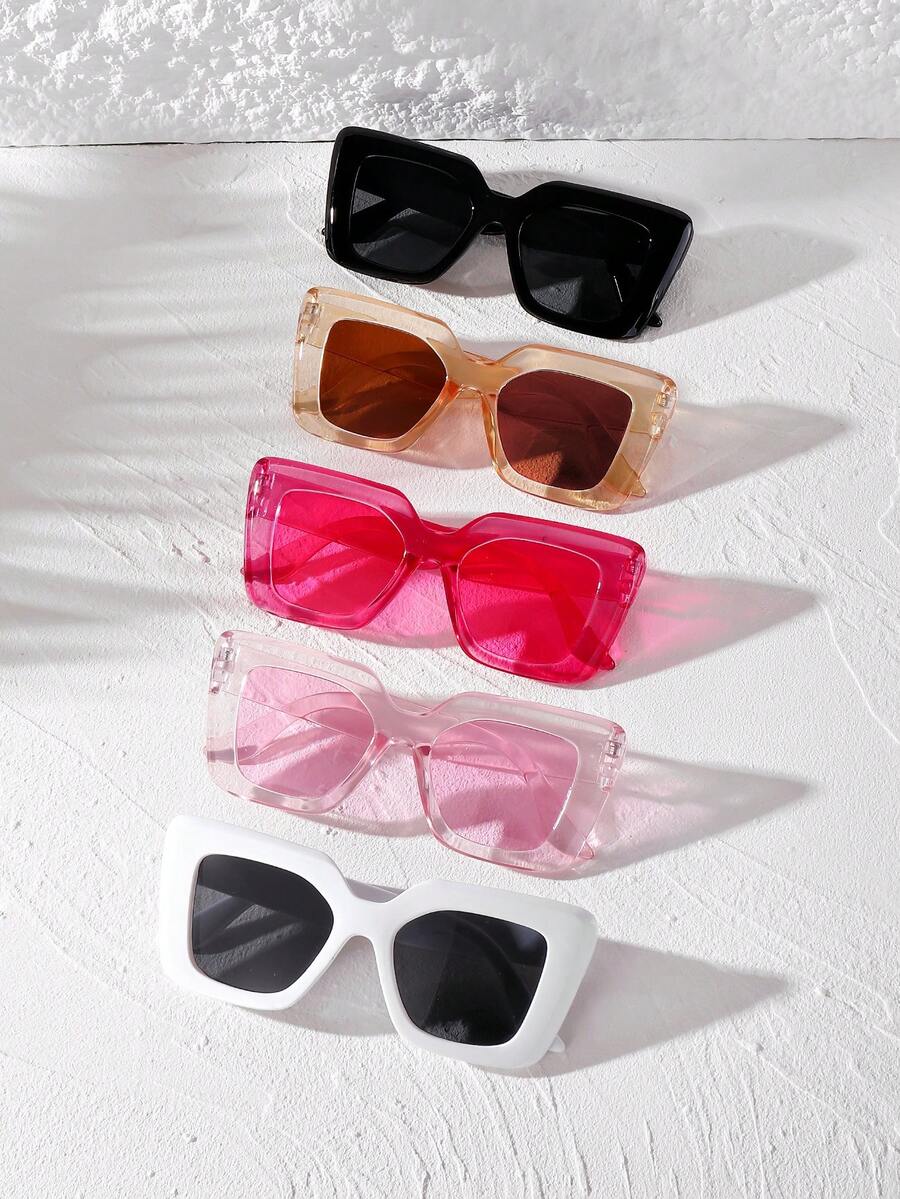 1 件/5 件女士猫眼时尚眼镜，适合度假、街头风格和日常佩戴 - 彩色 - 查看 1