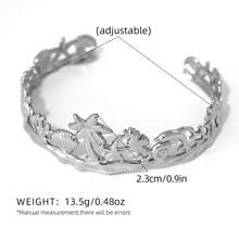1pc Summer Women Tropical Ocean Shell, Fish, Coconut Tree Handmade 18k Gold Plated Bracelet, Summer Beach Daily Holiday Party Jewelry