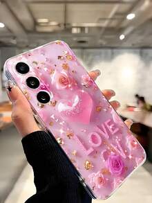 غطاء هاتف ناعم بتصميم زهرة قلب الماس الملون، متوافق مع هواتف سامسونج جالكسي A04e/12/A13/A14/A34/A50/A52/A53/A54/S21/S22/S23/S24/S25/S25Ultra، هدية رائعة للأحباء والأزواج، مقاوم للماء والصدمات ومقاوم للخدش