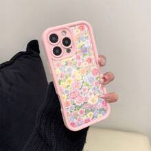 A Lightweight Shockproof Phone Case Gift With Pink Flower Patterns Suitable For Phone 16 Pro Max 15 Plus 14 13 12 11 XR XS - 粉色 - 查看 3