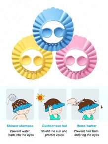 1 Wodoodporny czepek do mycia włosów EVA dla dzieci, miękki materiał, wodoodporny i regulowany, odpowiedni zarówno dla chłopców, jak i dziewcząt, nadaje się do codziennej kąpieli, strzyżenia i ochrony przed słońcem