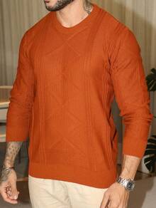 Knitted Sweater Men's Sweater Tops Chic Cold Weather High Quality Autumn Winter Long Sleeve Pullover - 駝色 - 查看 3
