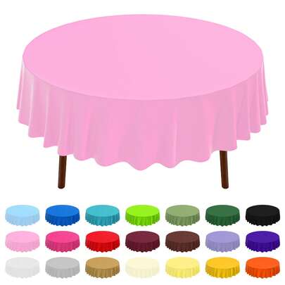 1 cái/6 cái/10 cái Khăn trải bàn tròn bằng nhựa dùng một lần, chống thấm nước và chống bẩn, trang trí bàn, 213cm