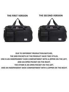 Borsa da viaggio multifunzionale in stile alla moda, in tessuto Oxford, di grande capacità, colore nero, adatta per vacanze, viaggi, fitness, palestra, università, con scomparti separati per riporre le scarpe, con tasche casuali, accessori e materiale scolastico