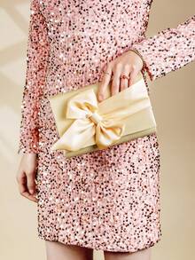 Butterfly Shaped Satin Clutch Purse, Suitable For Party Or Evening Occasions - Gold - View 5