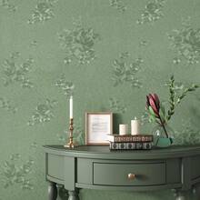 1 Roll Room Decor Wallpaper Stick And Peel Textured Vintage Green Peel And Stick Wallpaper , Flowers Removable Adhesive Contact Paper, For Cabinets Drawers Bedroom Stickers Bathroom Decor Wall Stickers - Multicolor - View 3