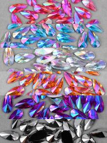 50 piezas/Paquete, Tamaño grande 9*18mm Cristales de imitación en forma de lágrima de acrílico, Cristales de imitación en forma de gota de agua con Top puntiaguda y sin agujeros, para manualidades de joyería y ropa DIY