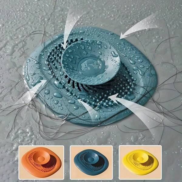 4-Piece Set Of Silicone Floor Drain - Bathroom Accessories, Super Fast Drainage Without Water Accumulation, Easy To Clean, With Ball Catcher, Bathtub Plug, Sink Filter And Strainer - Drainage, Faucet, Shower, Home And Garden Accessories Back To School