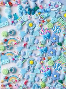 10/20/30/40/50/60/100 新款随机混合树脂吊坠可爱吊坠套装夏季手机壳装饰，迷人可爱套装，散装混合树脂平板吊饰供应 DIY 手工艺装饰剪贴簿万圣节和圣诞节 - 彩色 - 查看 2