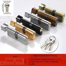 1pc 70mm Bedroom Door Copper Lock Core, Universal For Home Room Door, Smooth Opening, Includes 3 Keys, Single Door, Anti-Theft, Anti-Pry, Anti-Forcible Opening, Anti-Corrosion