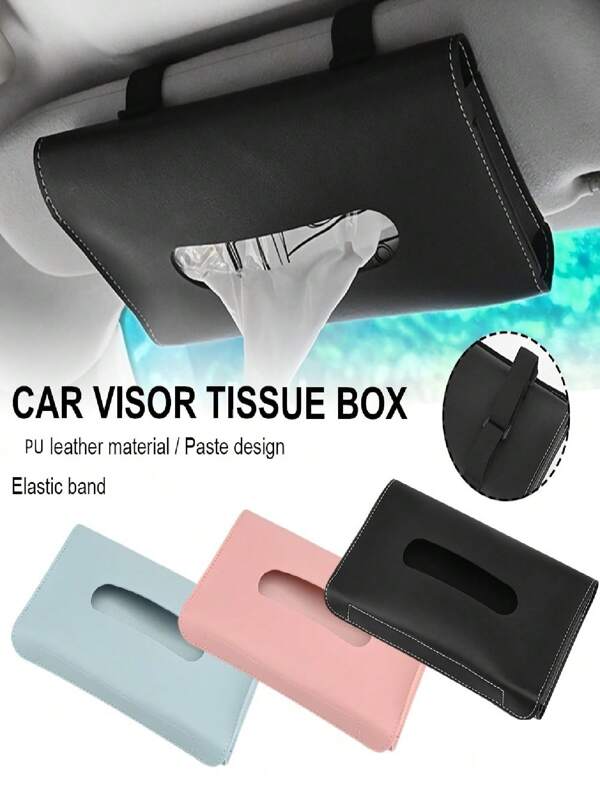 Handmade Decorative Car Supplies PU Leather Sun Blocking Tissue Box, Hanging Car Tissue Box Blackout Tissue Box Storage Box, Car Sun Visor Tissue Box Holder - Stylish Car Interior Storage With Elastic Strap, Car Tissue Holder, Car Sun Visor Organization Box, Great For Organization And Snacks, Car Interior Accessories | Stylish Interior Accessories | Interior Accessories, For Women Storage Organizer Travel Essentials Back To School Dormitory Storage