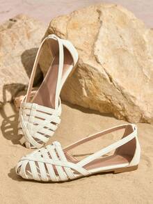 Wide Fit Plus Size Women Flat Sandals (This Style Runs Large, Suitable For Wide Feet) - White - View 2