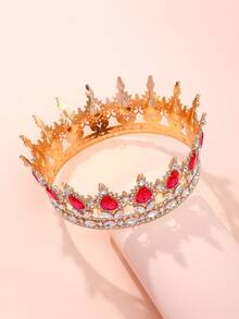 1pc Elegant Princess Headpiece, Rhinestone Crown Headband Adult Wedding Birthday Party Cosplay Accessory, Alloy Bridal Crown, Shiny Letter Design, Halloween - Multicolor - View 20