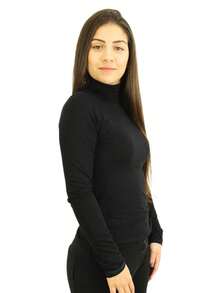 Cacharrel Women's Turtleneck Plush Thermal Shirt Warm Flannel Casual Polyester Plush Collar Thermal Plush Blouse Winter Night Office Home Travel Fall/Winter - 黑色 - 查看 3