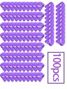 5pcs/10pcs/12pcs/20pcs/30pcs/50pcs/100pcs Mini Triangle Flocked Double-Sided Makeup Sponges, Suitable For Setting Makeup, Soft & Fluffy Texture, Applicable For Face & Body Powder Puff, Mixed Makeup Beauty Tools Set - Purple - View 8
