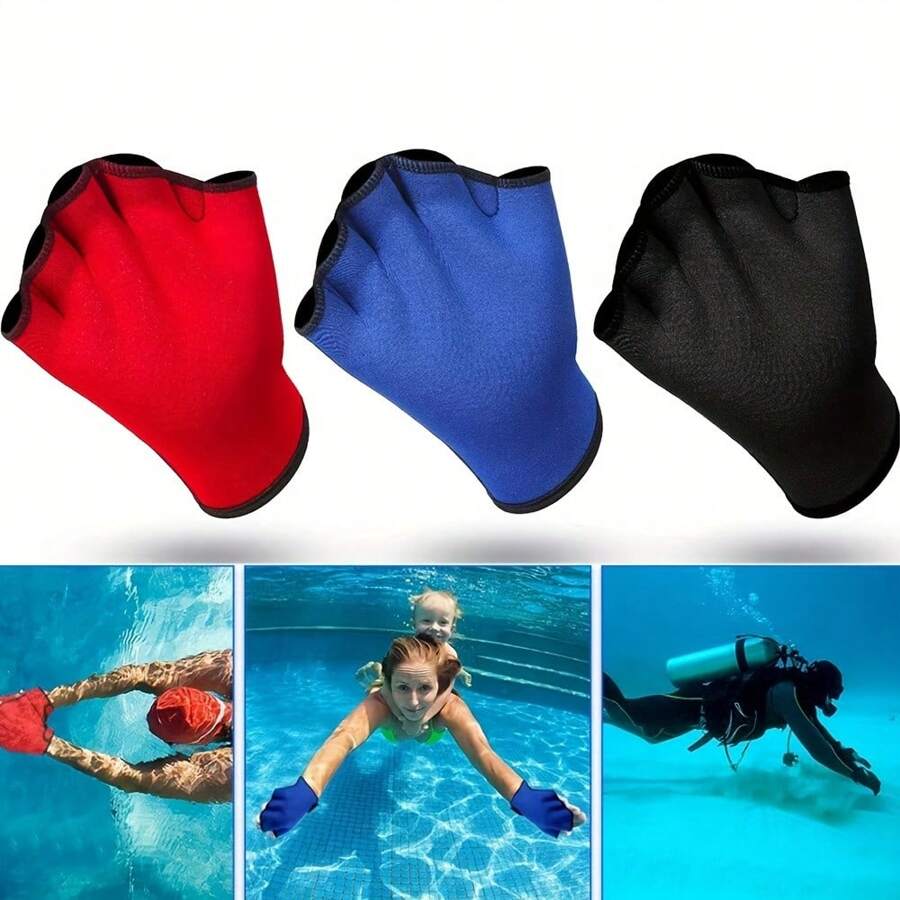1 para rękawic do pływania Aqua Gloves z siateczki, z wiosłem, materiał Spandex, uniwersalny krój dla mężczyzn i kobiet, idealne do aerobiku wodnego, pływania i treningu wytrzymałościowego, profesjonalne rękawice do nurkowania, towarzyszące nurkowaniu!, niezbędne na plaży, akcesoria plażowe, materac do pływania w basenie