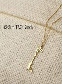 Collar personalizado elegante con colgante de acero inoxidable chapado en oro de 18 quilates con nombre vertical, regalo perfecto para madres y seres queridos