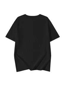 Boys Casual Printed Round Neck Short Sleeve T-Shirt Summer Student Young Kids Clothes - Cool English Letter T-Shirts Bring Joy And Happiness To Every Child! - 黑色 - 查看 2