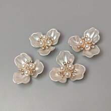 5 piezas de adornos de botones con diseño de flor, decoración de perlas falsas y rhinestones para sombreros, vestidos y manualidades