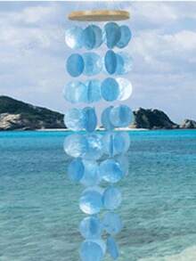 手工制作的户外风铃 28 英寸海玻璃贝壳风铃，适用于户外家居海滩装饰，Capiz 风铃，适用于户外、庭院、家居或花园装饰，送给妈妈的风铃，圣诞节/礼物 - 彩色 - 查看 3