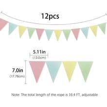1/2/3 件旗帜粉彩纸三角旗彩旗花环 - “第一次绕太阳旅行”阳光主题马卡龙三角旗彩旗花环多色彩旗纸三角旗旗帜 - 非常适合婚礼、生日、青少年派对和庆祝活动 - 易于悬挂的三角旗、旗帜装饰 - 彩色 - 查看 3